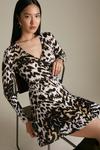 KarenMillen Belted Marble Leopard Jersey Wrap Dress thumbnail 1