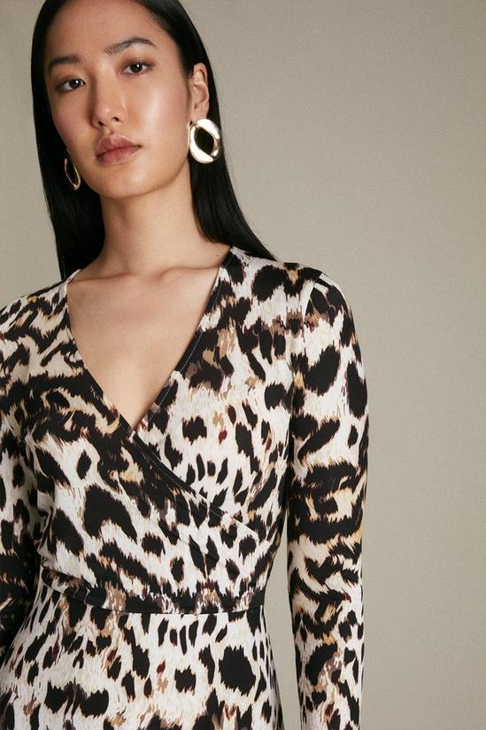 KarenMillen Belted Marble Leopard Jersey Wrap Dress 2