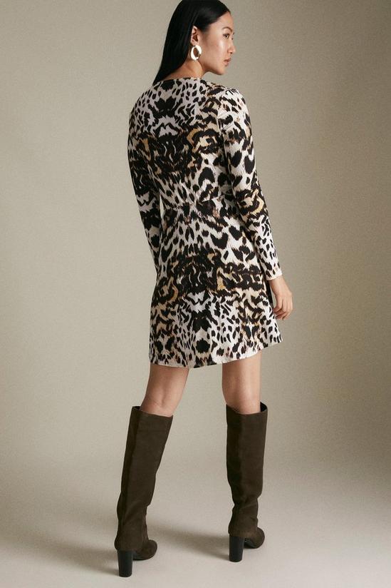 KarenMillen Belted Marble Leopard Jersey Wrap Dress 3