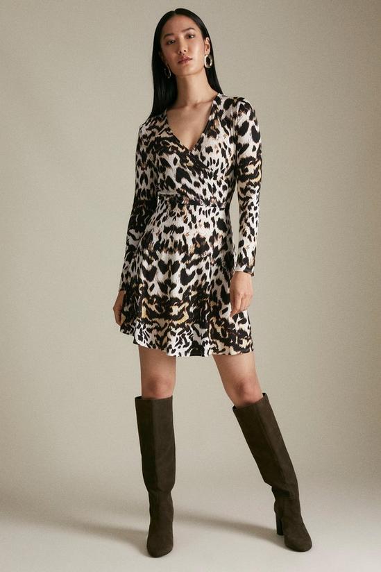 KarenMillen Belted Marble Leopard Jersey Wrap Dress 4