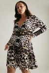 KarenMillen Plus Size Belted Marble Leopard Jersey Wrap Dress thumbnail 1