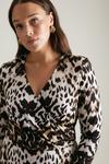 KarenMillen Plus Size Belted Marble Leopard Jersey Wrap Dress thumbnail 2