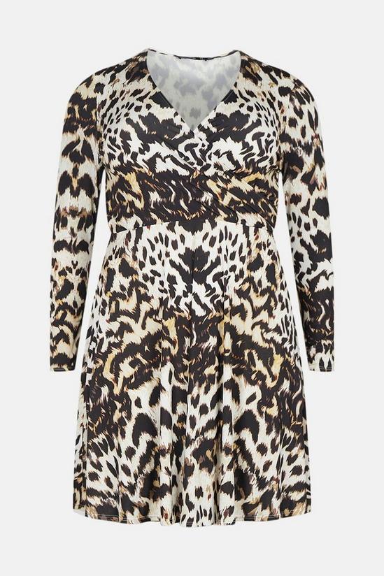 KarenMillen Plus Size Belted Marble Leopard Jersey Wrap Dress 4