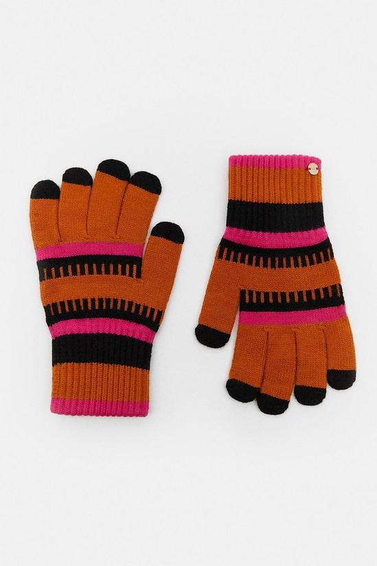 KarenMillen Stripe Knitted Trimmed Gloves 1