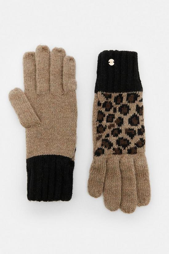 KarenMillen Leopard Knit Gloves 1