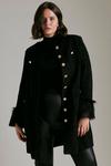 KarenMillen Plus Size Sparkle Tweed And Faux Fur Cuff Coat thumbnail 1