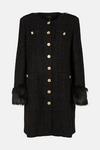 KarenMillen Plus Size Sparkle Tweed And Faux Fur Cuff Coat thumbnail 4