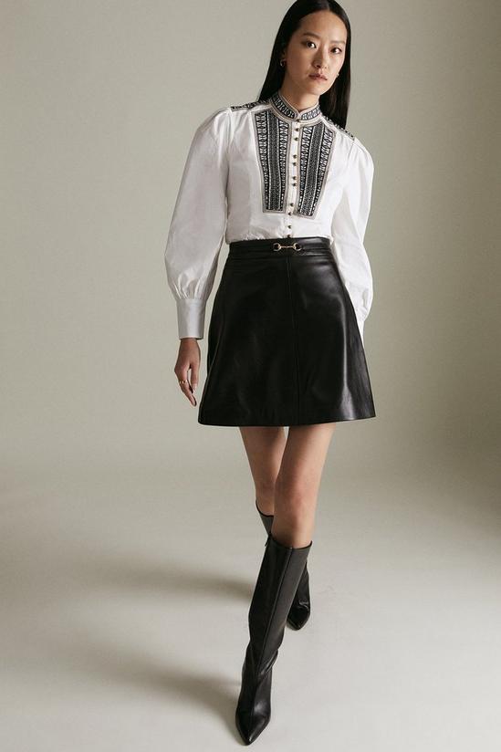 KarenMillen Lydia Millen Leather Snaffle Trim Mini Skirt 2