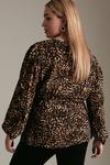 KarenMillen Plus Size Leopard Print Long Sleeve Woven Wrap Top thumbnail 3