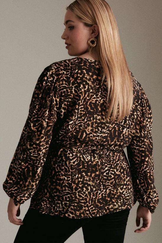 KarenMillen Plus Size Leopard Print Long Sleeve Woven Wrap Top 3