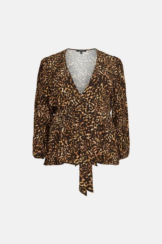 KarenMillen Plus Size Leopard Print Long Sleeve Woven Wrap Top 4