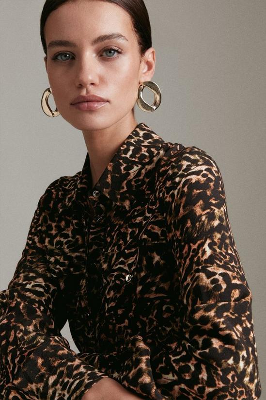 KarenMillen Petite Leopard Print Woven Mini Shirt Dress 2