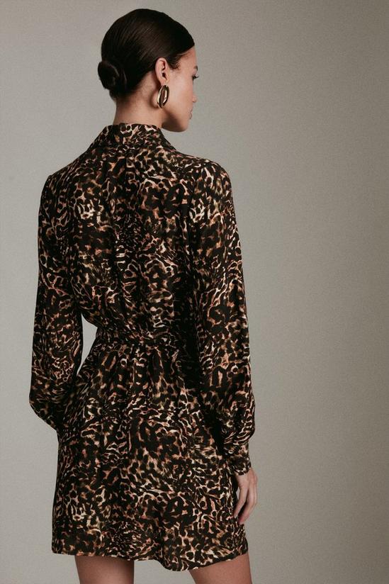 KarenMillen Petite Leopard Print Woven Mini Shirt Dress 3