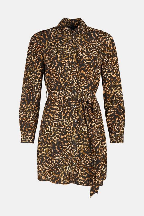 KarenMillen Petite Leopard Print Woven Mini Shirt Dress 4