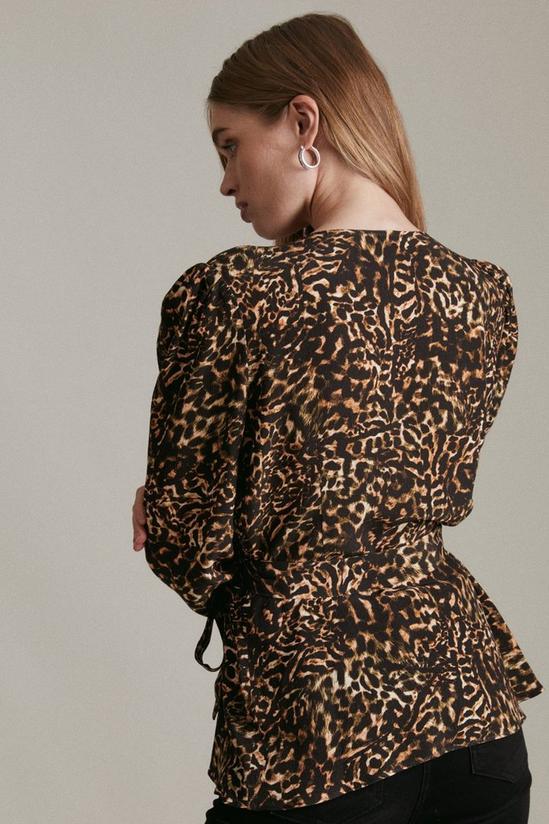 KarenMillen Leopard Print Long sleeve Woven Wrap Top 3