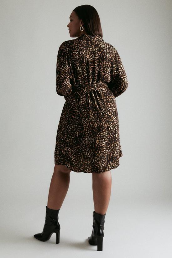 KarenMillen Plus Size Leopard Print Woven Mini Shirt Dress 3
