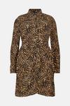 KarenMillen Plus Size Leopard Print Woven Mini Shirt Dress thumbnail 4