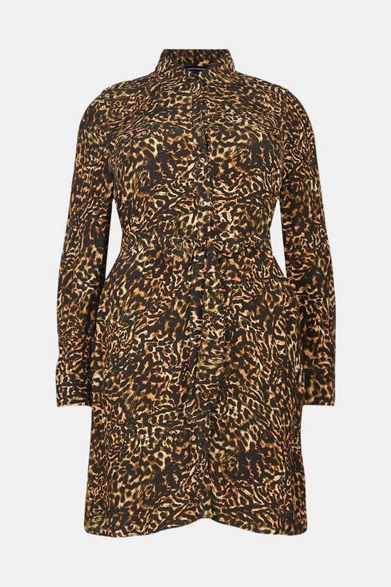 KarenMillen Plus Size Leopard Print Woven Mini Shirt Dress 4