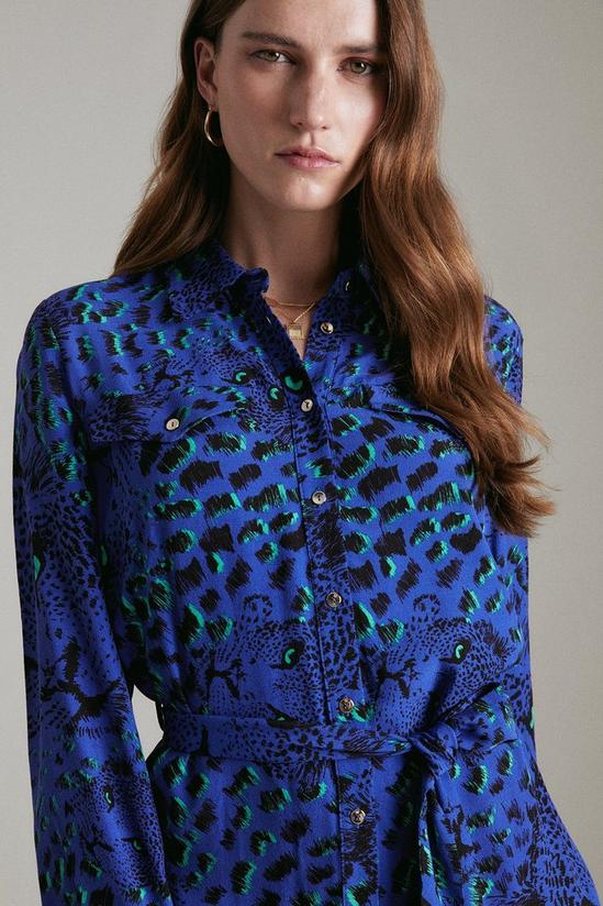 KarenMillen Leopard Head Woven Mini Shirt Dress 2
