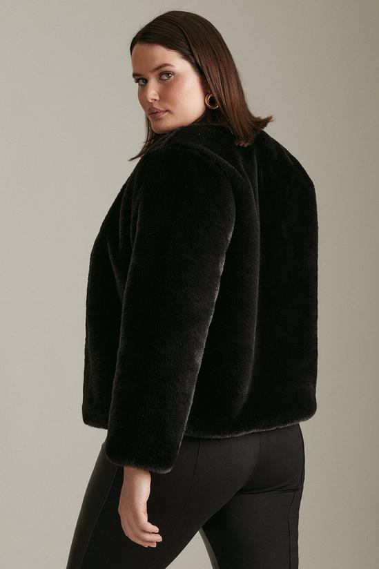 KarenMillen Plus Size Long Sleeve Faux Fur Short Coat 3