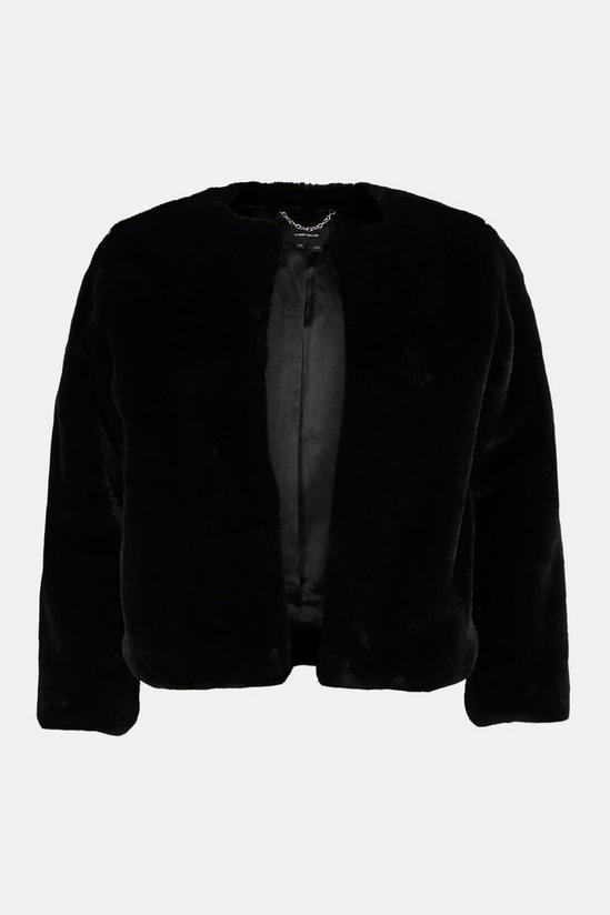 KarenMillen Plus Size Long Sleeve Faux Fur Short Coat 4
