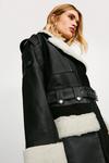 KarenMillen Leather And Shearling Layered Biker Trench Coat thumbnail 2
