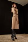 KarenMillen Compact Stretch Notch Neck Belted Coat thumbnail 1