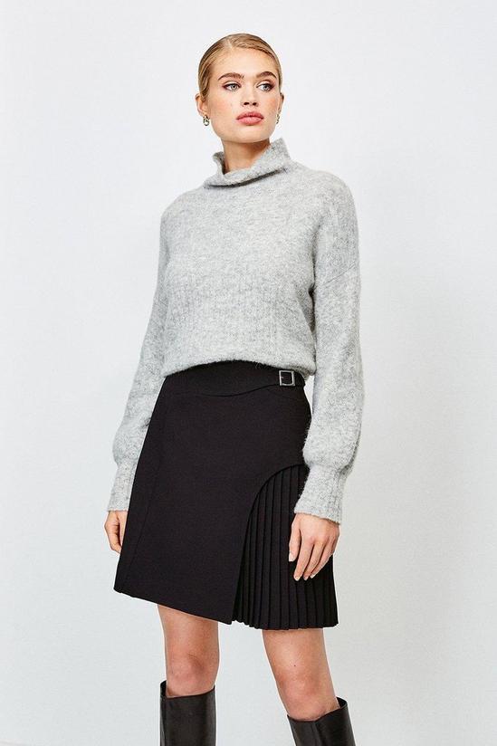 KarenMillen Tailored Buckle Detail Pleated Mini Skirt 1