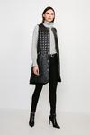 KarenMillen Multi Quilted Leather Longline Gilet thumbnail 4