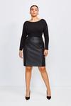 KarenMillen Plus Size Faux Leather Ponte Panelled Skirt thumbnail 1