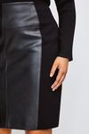 KarenMillen Plus Size Faux Leather Ponte Panelled Skirt thumbnail 2