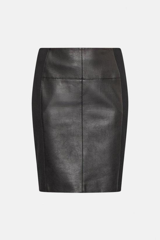 KarenMillen Plus Size Faux Leather Ponte Panelled Skirt 4