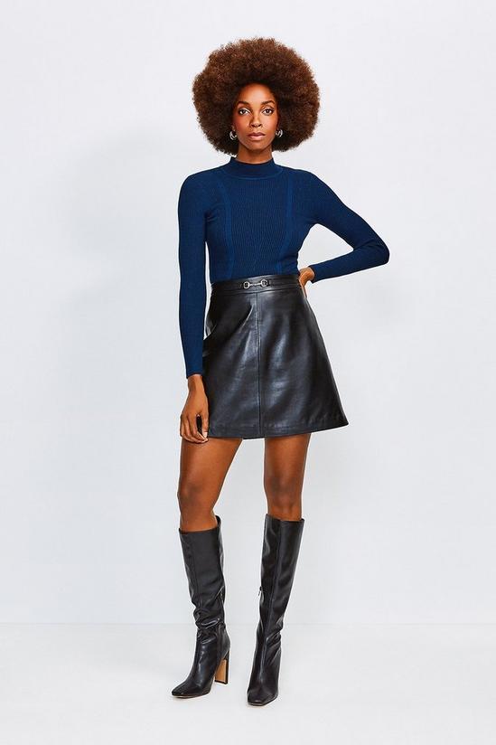 KarenMillen Leather Snaffle Trim Mini Skirt 1