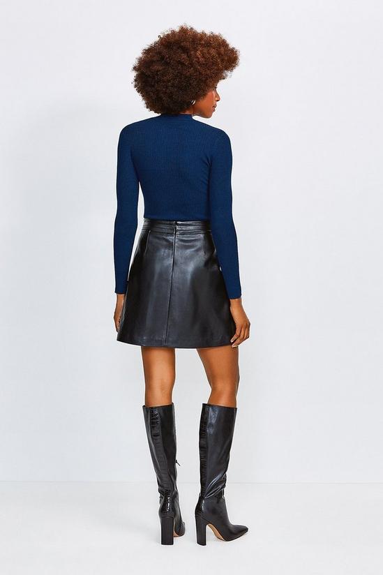 KarenMillen Leather Snaffle Trim Mini Skirt 3
