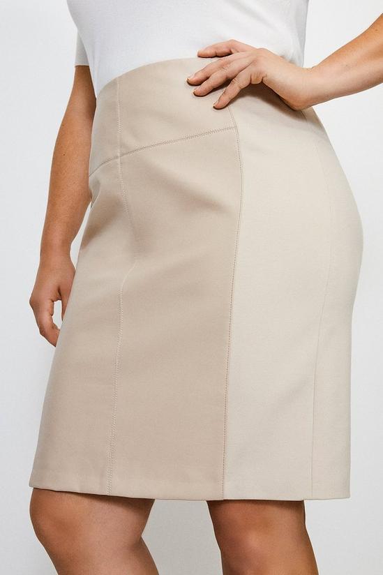 KarenMillen Plus Size Faux Leather Ponte Panelled Skirt 2