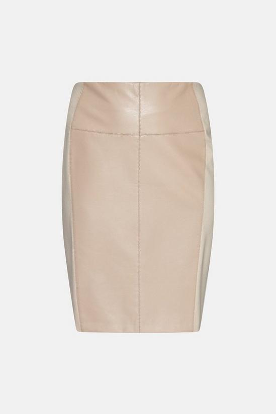 KarenMillen Plus Size Faux Leather Ponte Panelled Skirt 4