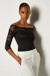 KarenMillen Off The Shoulder 3/4 Sleeve Lace Body thumbnail 1