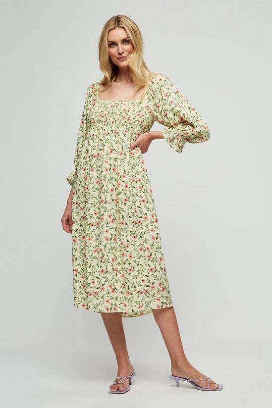 Dorothy Perkins Yellow Floral Shirred Top Midi Dress 2