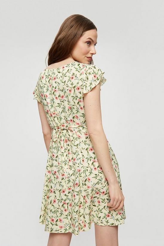 Dorothy Perkins Yellow Floral V Neck Frill Mini Dress 3