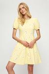 Dorothy Perkins Yellow Floral Puff Sleeve Tshirt Dress thumbnail 1