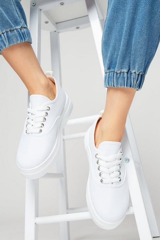 Dorothy Perkins White Natalia Canvas Lace Up Trainer 2