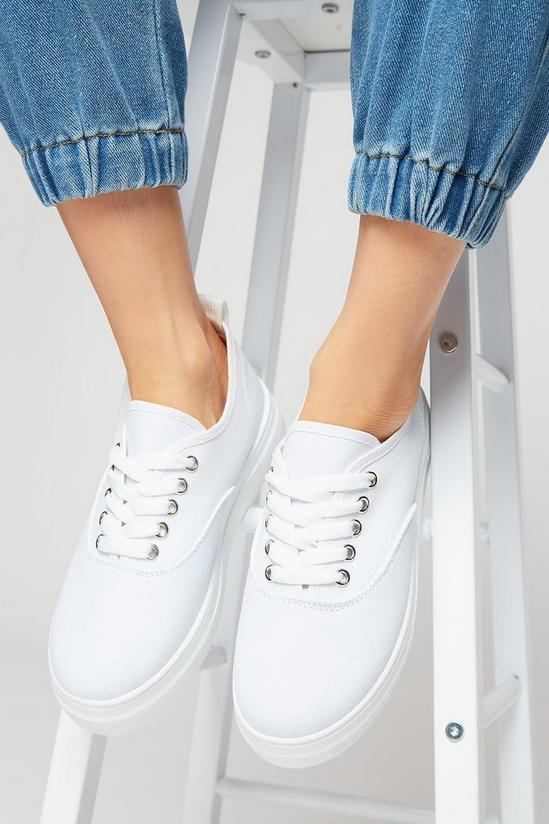 Dorothy Perkins White Natalia Canvas Lace Up Trainer 3