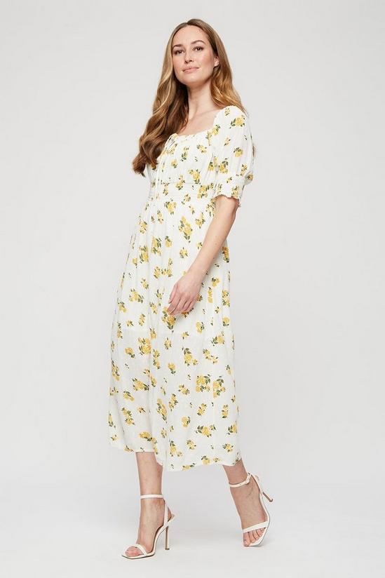 Dorothy Perkins Yellow Floral Tie Front Midi Dress 1