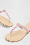 Dorothy Perkins Pink Leather July Gemstone Toe Post Sandal thumbnail 3