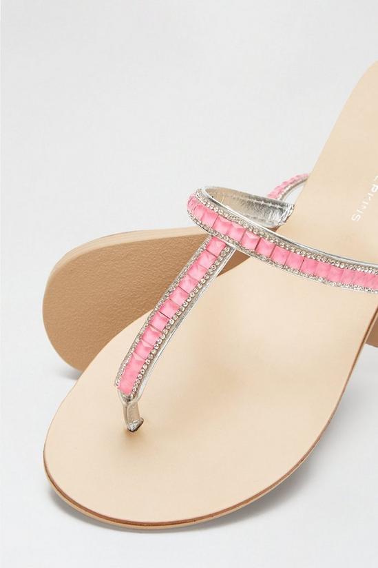 Dorothy Perkins Pink Leather July Gemstone Toe Post Sandal 4