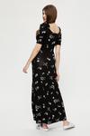 Dorothy Perkins Tall Black Floral Square Neck Midi Dress thumbnail 3