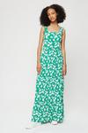 Dorothy Perkins Tall Green Floral Tiered Maxi Dress thumbnail 1