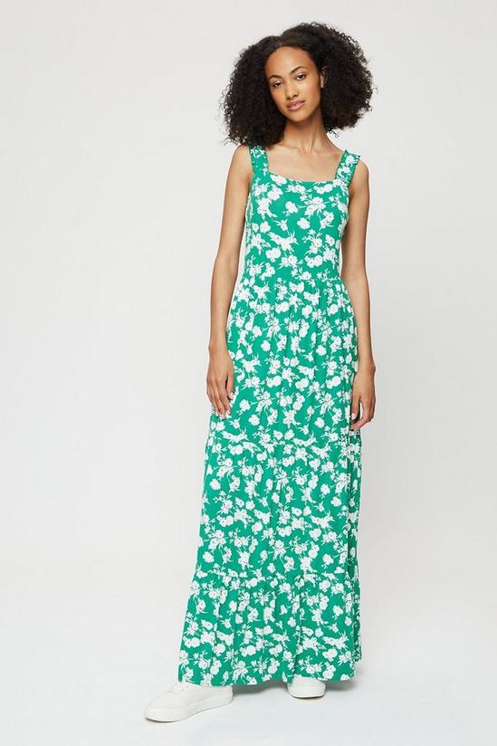 Dorothy Perkins Tall Green Floral Tiered Maxi Dress 1
