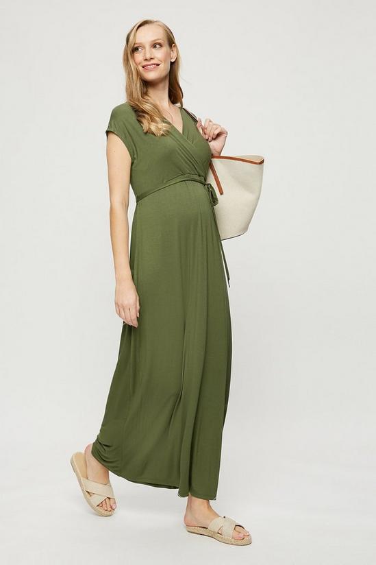 Dorothy Perkins Maternity Khaki Short Sleeve Maxi Dress 2
