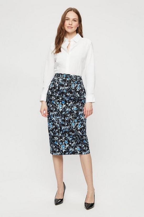 Dorothy Perkins Black Cobalt Floral Tailored Pencil Skirt 1